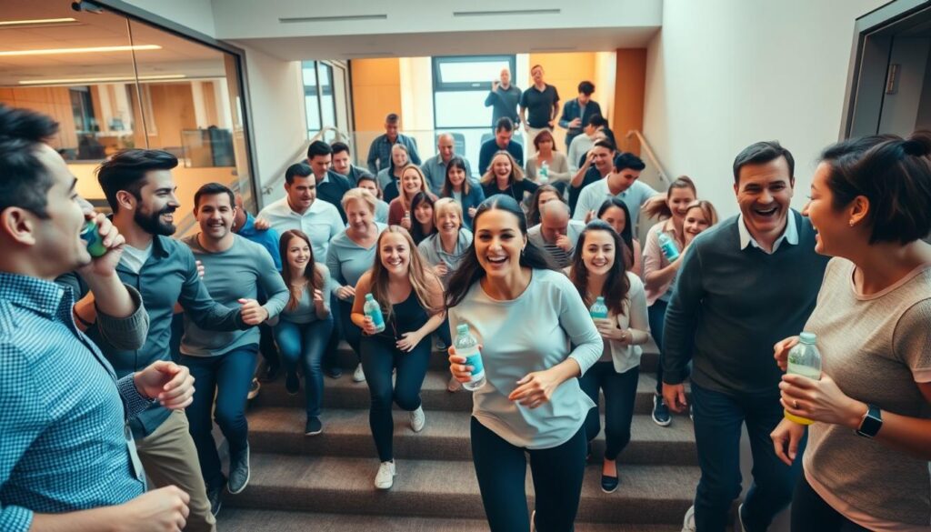 community fitness during office stair climbing challenges